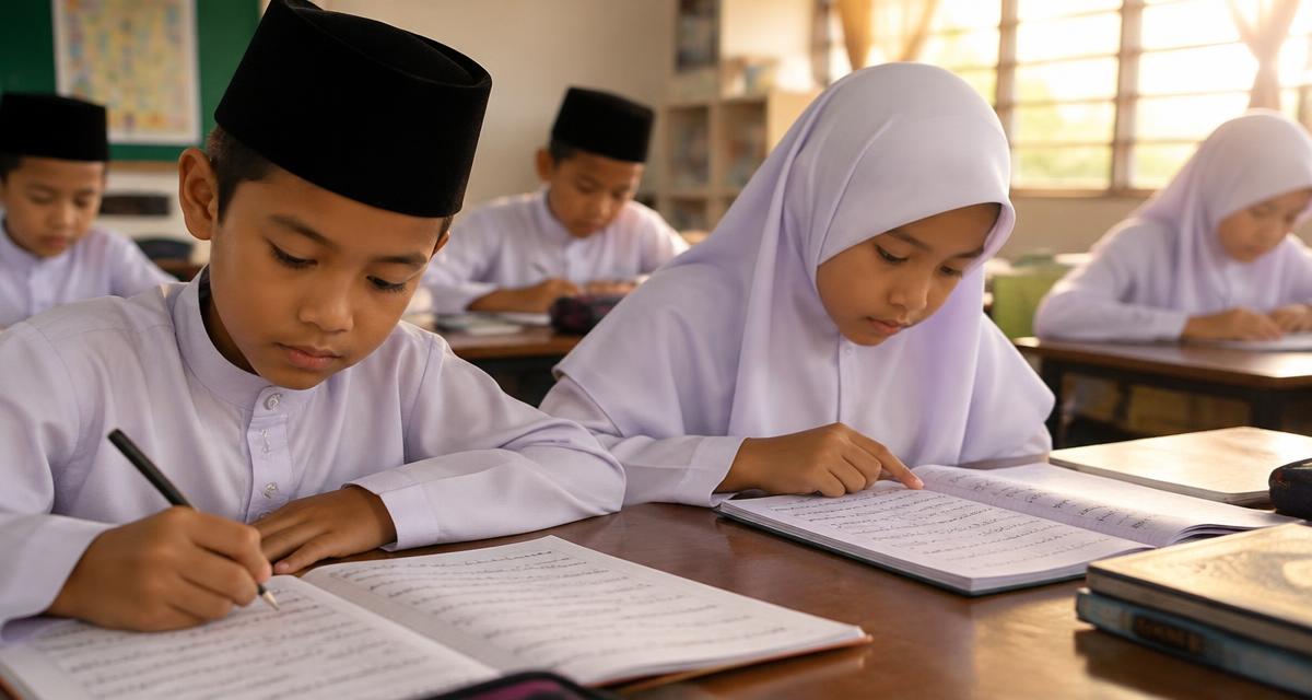 Murid KAFA mengulang kaji nota Jawi dan Khat UPKK di dalam kelas